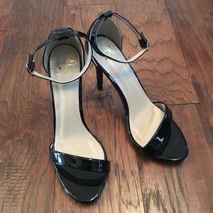 Black Patent Single Strap Heels